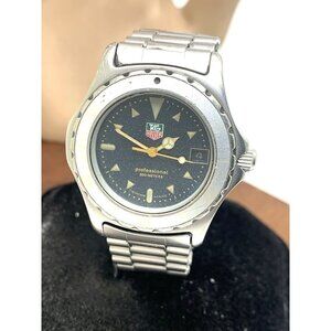Tag Heuer Watch 972.613R Swiss Quartz Vintage Black Dial Silver Steel 34mm USED